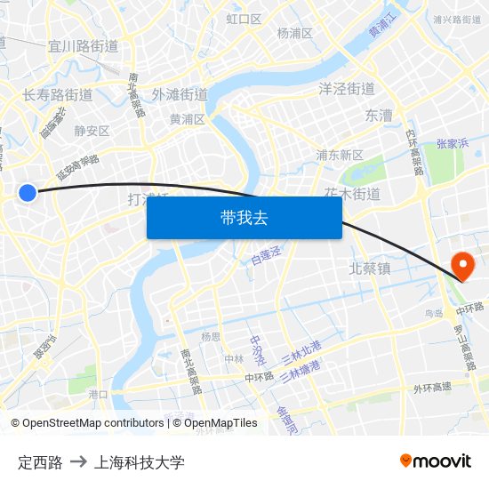 定西路 to 上海科技大学 map