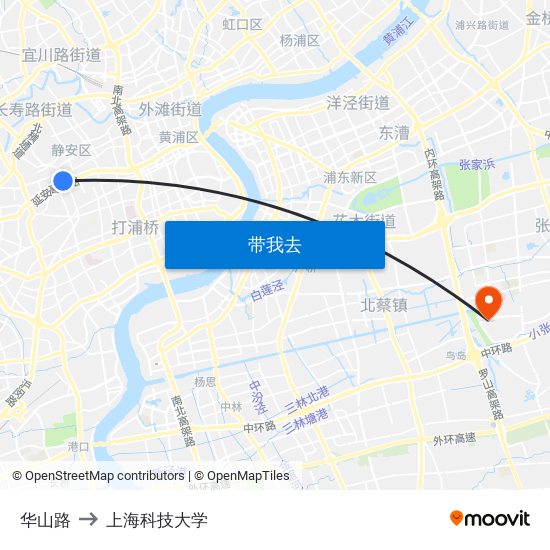 华山路 to 上海科技大学 map