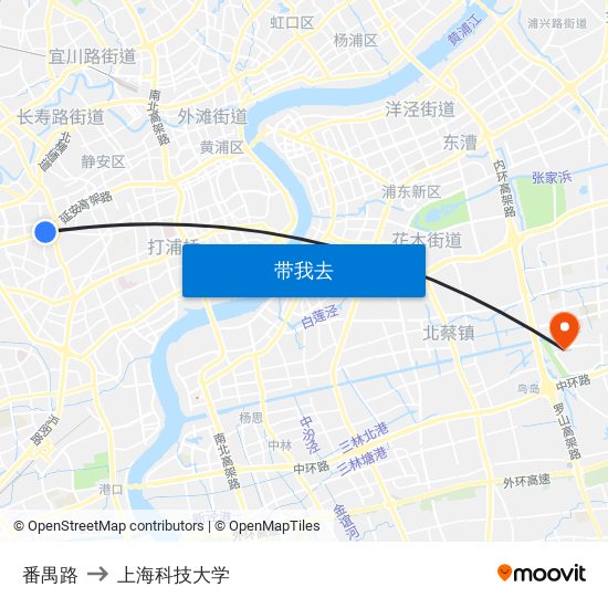 番禺路 to 上海科技大学 map