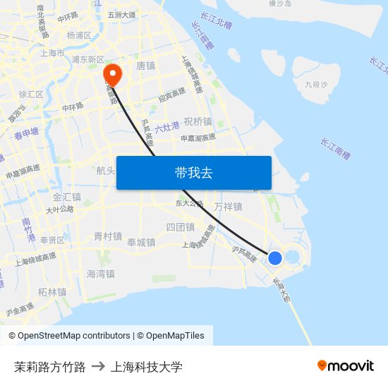 茉莉路方竹路 to 上海科技大学 map