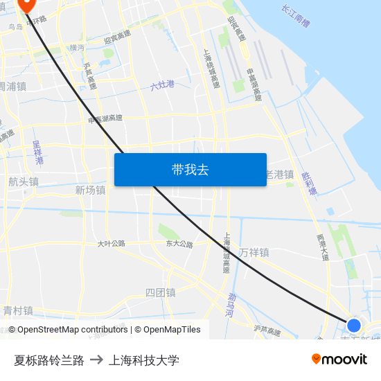 夏栎路铃兰路 to 上海科技大学 map