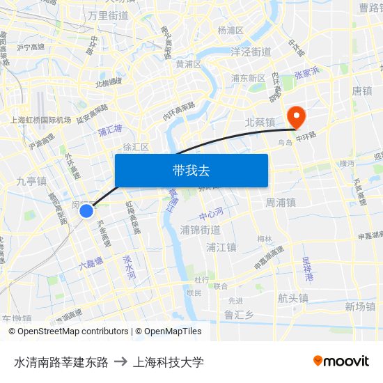 水清南路莘建东路 to 上海科技大学 map
