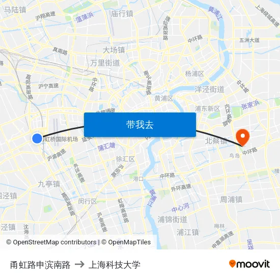 甬虹路申滨南路 to 上海科技大学 map
