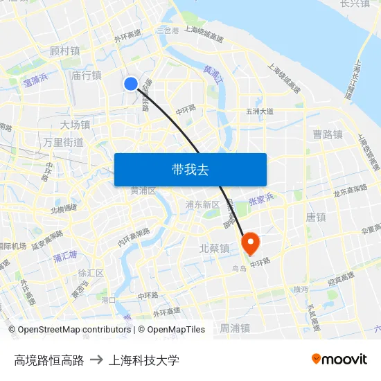 高境路恒高路 to 上海科技大学 map