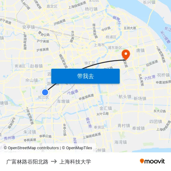 广富林路谷阳北路 to 上海科技大学 map