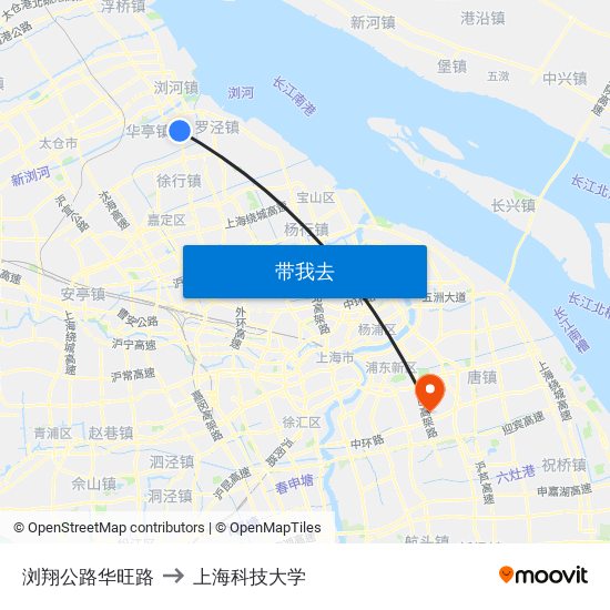 浏翔公路华旺路 to 上海科技大学 map