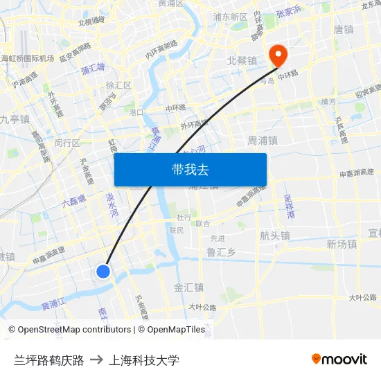 兰坪路鹤庆路 to 上海科技大学 map