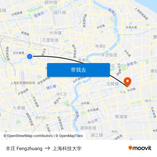 丰庄 Fengzhuang to 上海科技大学 map