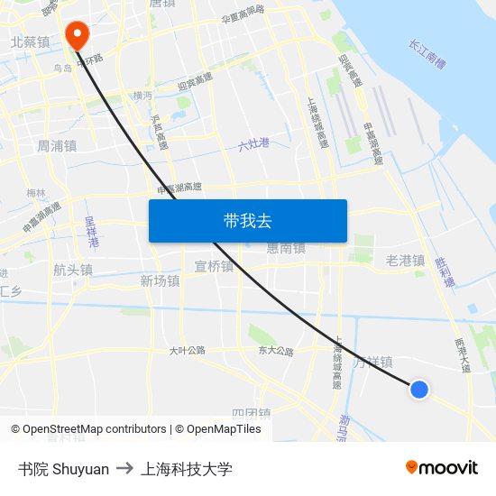书院 Shuyuan to 上海科技大学 map
