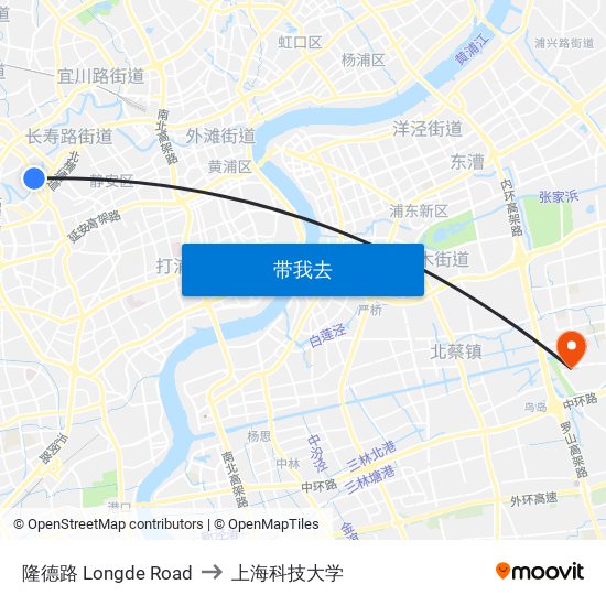 隆德路 Longde Road to 上海科技大学 map