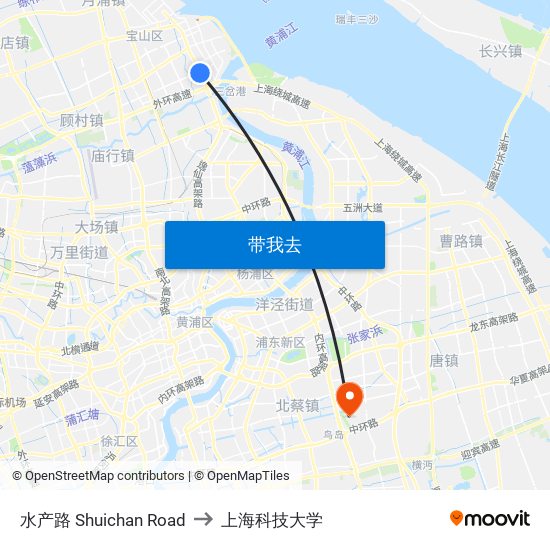 水产路 Shuichan Road to 上海科技大学 map