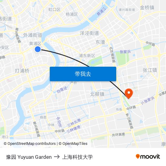 豫园 Yuyuan Garden to 上海科技大学 map