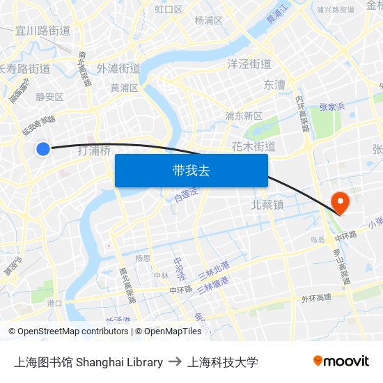 上海图书馆 Shanghai Library to 上海科技大学 map