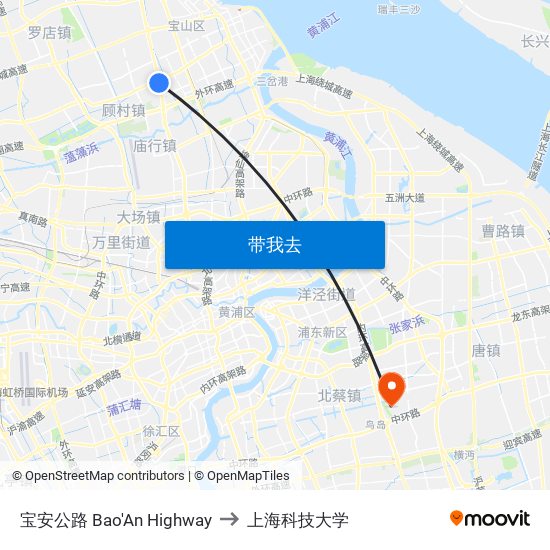 宝安公路 Bao'An Highway to 上海科技大学 map