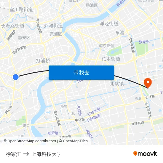 徐家汇 to 上海科技大学 map