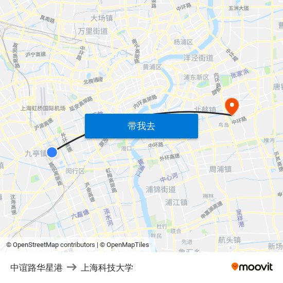 中谊路华星港 to 上海科技大学 map
