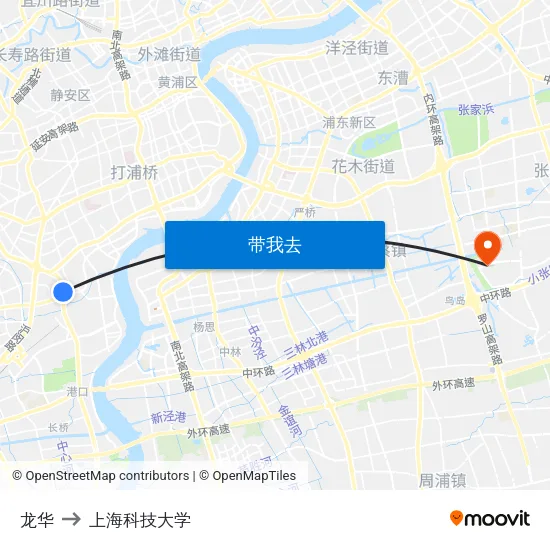 龙华 to 上海科技大学 map