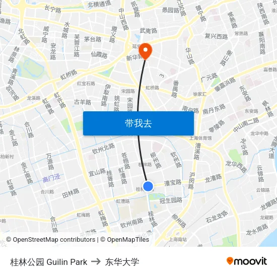 桂林公园 Guilin Park to 东华大学 map