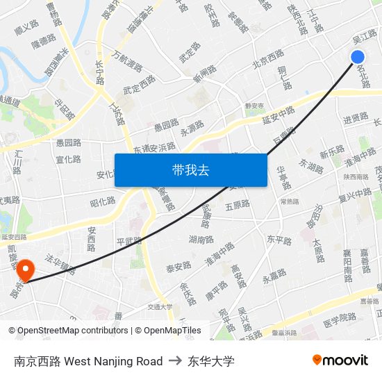 南京西路  West Nanjing Road to 东华大学 map
