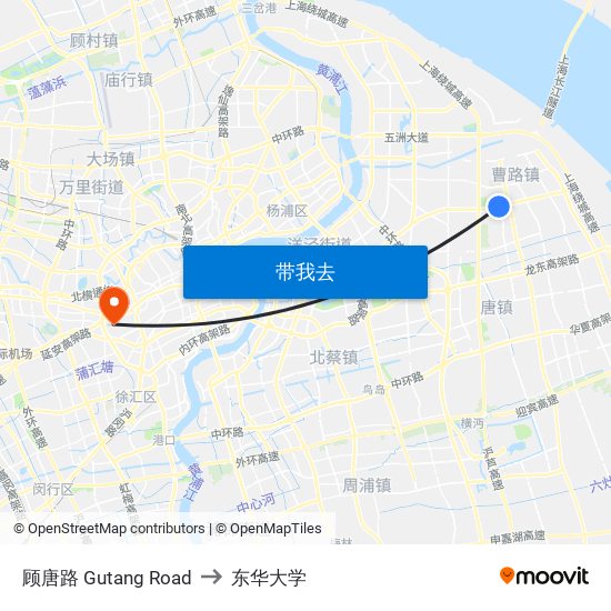 顾唐路 Gutang Road to 东华大学 map