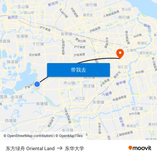 东方绿舟 Oriental Land to 东华大学 map