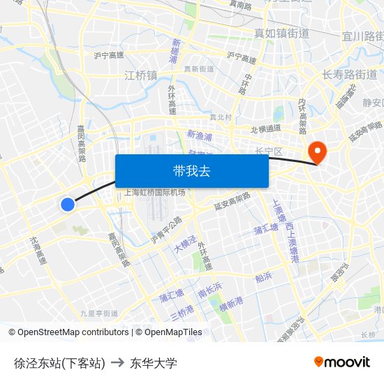 徐泾东站(下客站) to 东华大学 map
