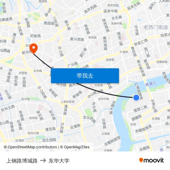 上钢路博城路 to 东华大学 map