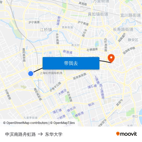 申滨南路舟虹路 to 东华大学 map