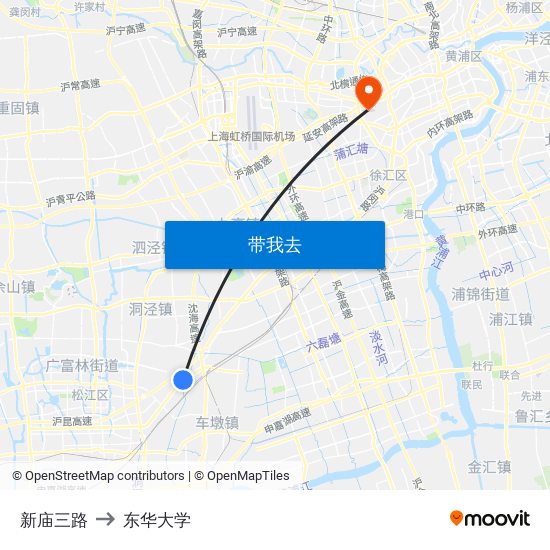 新庙三路 to 东华大学 map