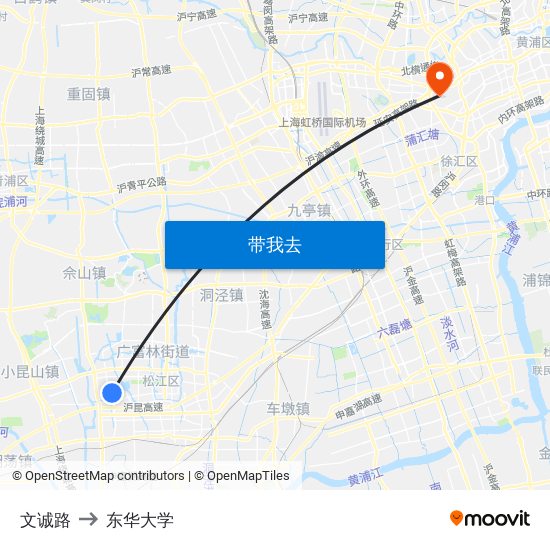 文诚路 to 东华大学 map