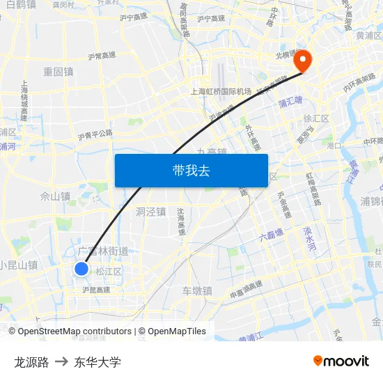 龙源路 to 东华大学 map