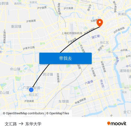 文汇路 to 东华大学 map