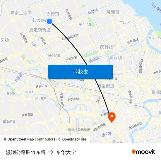 澄浏公路胜竹东路 to 东华大学 map
