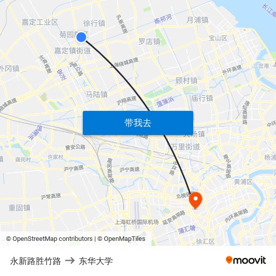 永新路胜竹路 to 东华大学 map