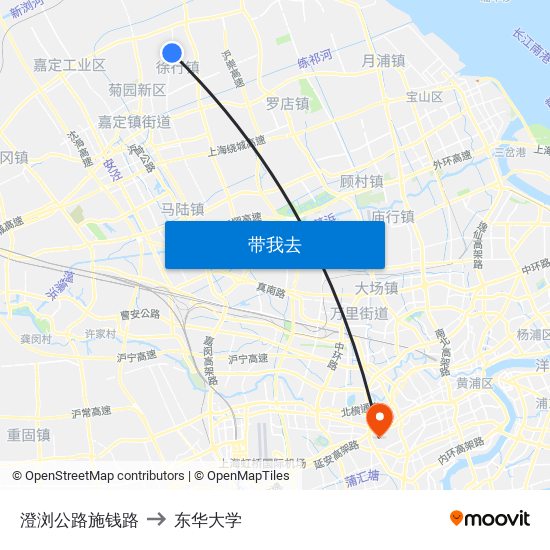 澄浏公路施钱路 to 东华大学 map