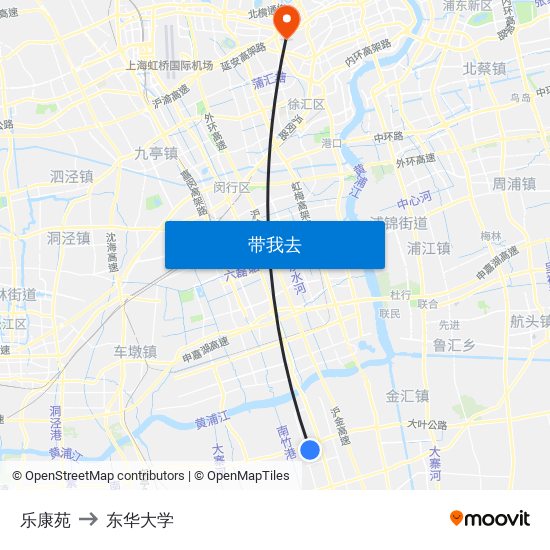 乐康苑 to 东华大学 map