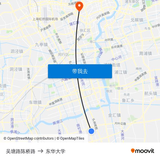 吴塘路陈桥路 to 东华大学 map