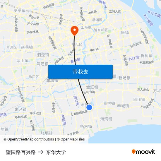 望园路百兴路 to 东华大学 map