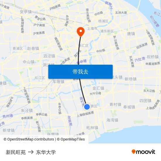 新民旺苑 to 东华大学 map