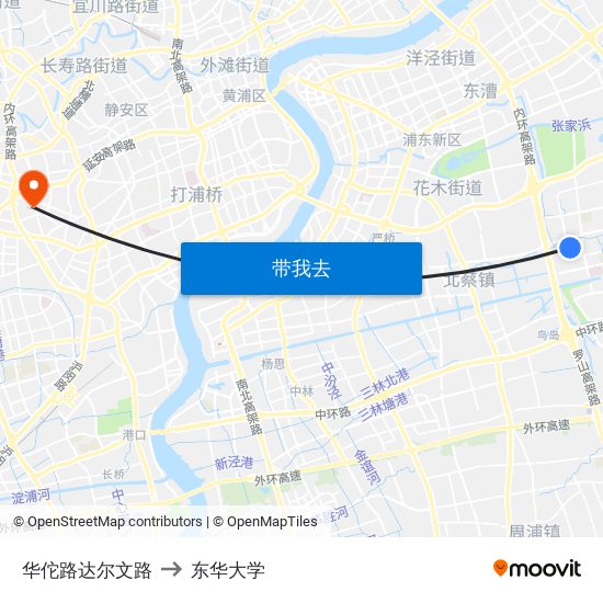 华佗路达尔文路 to 东华大学 map