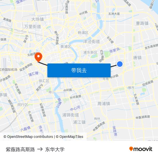 紫薇路高斯路 to 东华大学 map