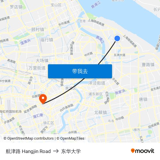 航津路 Hangjin Road to 东华大学 map