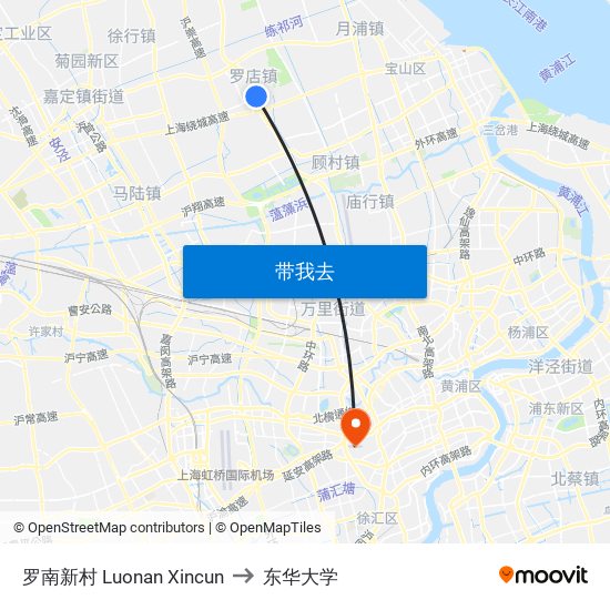 罗南新村 Luonan Xincun to 东华大学 map