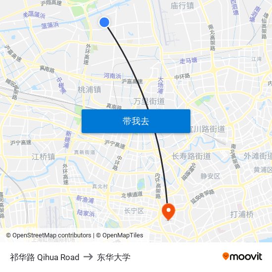祁华路 Qihua Road to 东华大学 map
