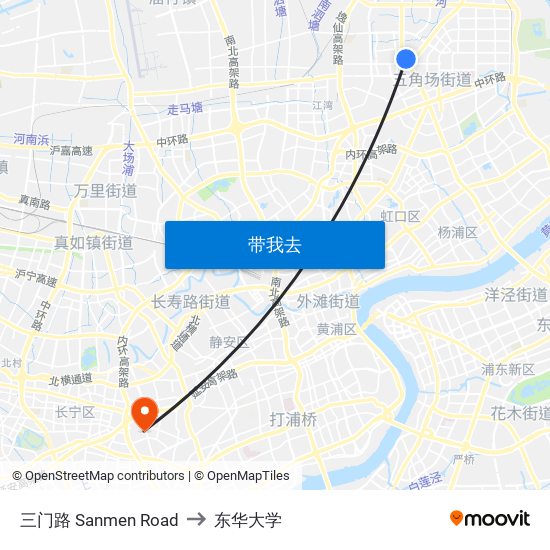 三门路 Sanmen Road to 东华大学 map