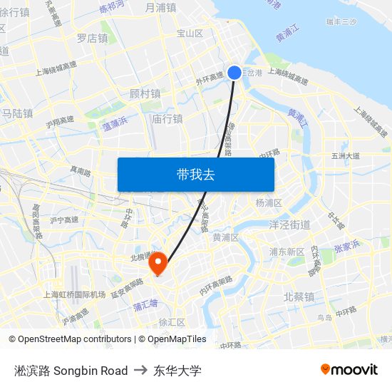 淞滨路 Songbin Road to 东华大学 map