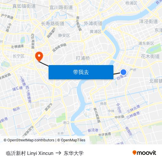 临沂新村 Linyi Xincun to 东华大学 map