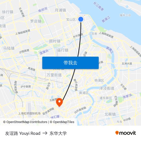 友谊路 Youyi Road to 东华大学 map