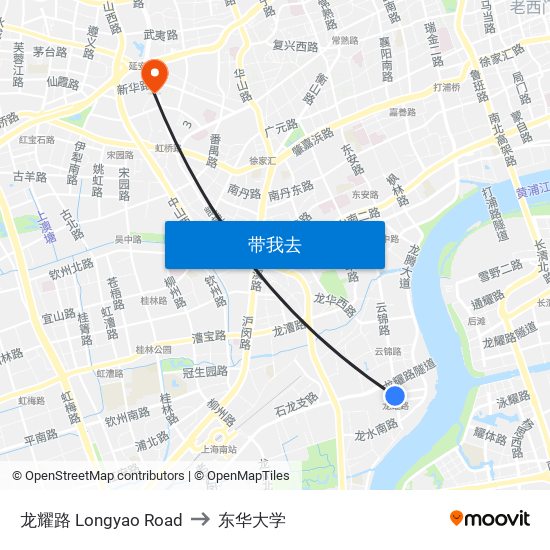 龙耀路 Longyao Road to 东华大学 map