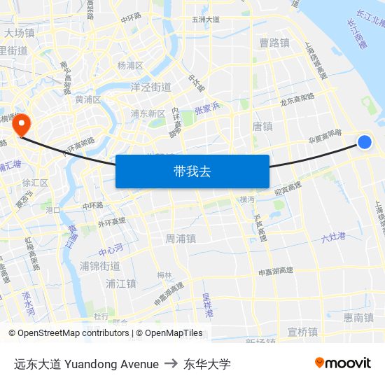 远东大道 Yuandong Avenue to 东华大学 map